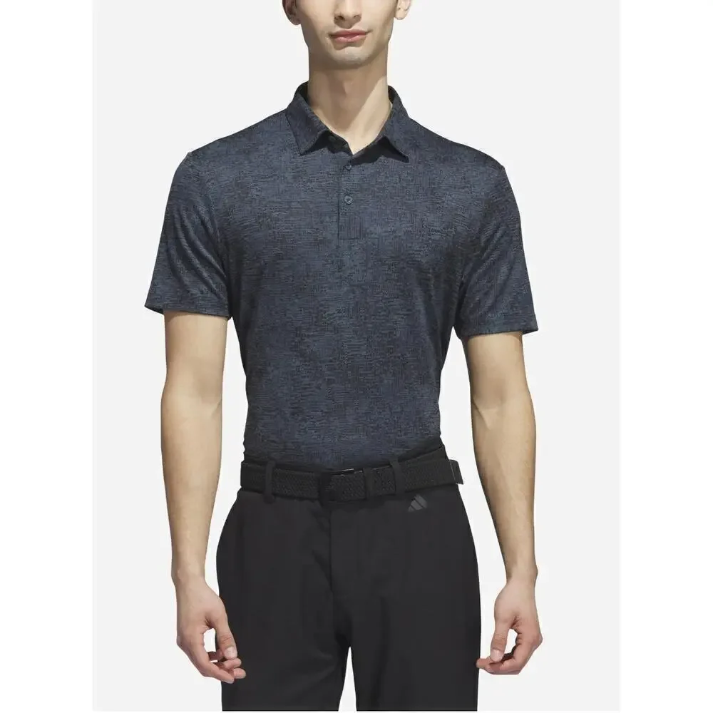 Adidas Golf Polo Aerial Jacquard Blue Black Medium NWT